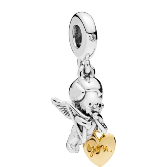 Pandora Shine Cupid And You Two Tone Angel Cherub Dangle Bead Charm - Picture 1 of 7